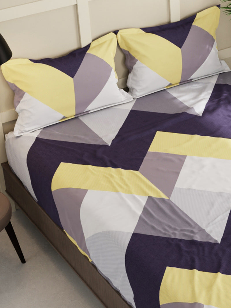 Extra Smooth Micro Double Bedsheet With 2 Pillow Covers <small> (geometric-mutli)</small>