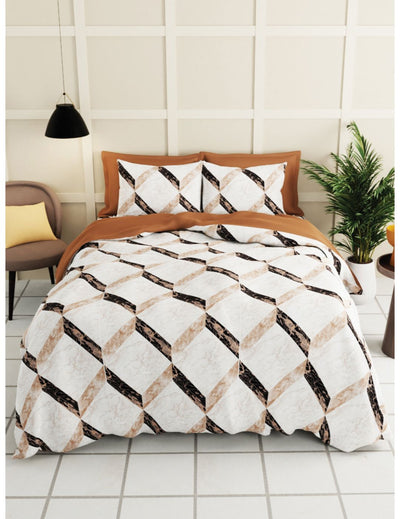 Extra Smooth Micro Single Bedsheet With 1 Pillow Cover <small> (geometric-beige/multi)</small>