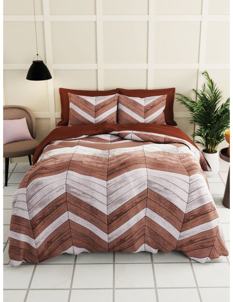 Extra Smooth Micro Single Bedsheet With 1 Pillow Cover <small> (geometric-brown/grey)</small>