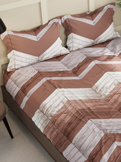 Extra Smooth Micro Double Bedsheet With 2 Pillow Covers <small> (geometric-brown/grey)</small>