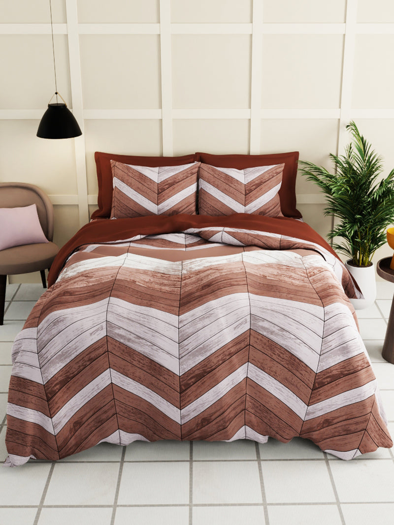 Extra Smooth Micro Double Bedsheet With 2 Pillow Covers <small> (geometric-brown/grey)</small>