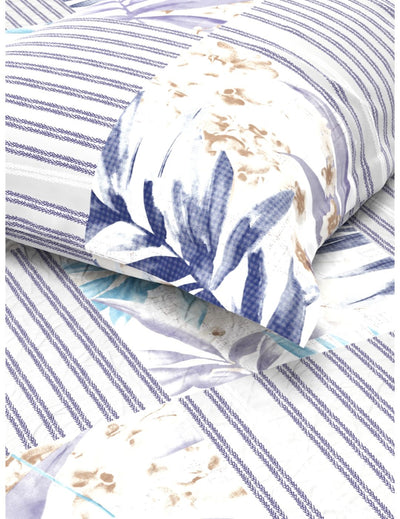 Extra Smooth Micro Single Bedsheet With 1 Pillow Cover <small> (stripe-blue/multi)</small>