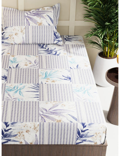 Extra Smooth Micro Single Bedsheet With 1 Pillow Cover <small> (stripe-blue/multi)</small>