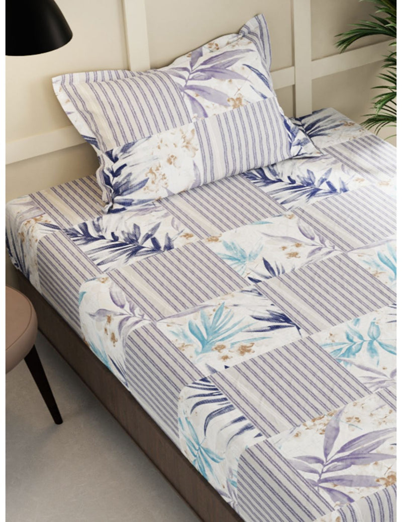 Extra Smooth Micro Single Bedsheet With 1 Pillow Cover <small> (stripe-blue/multi)</small>