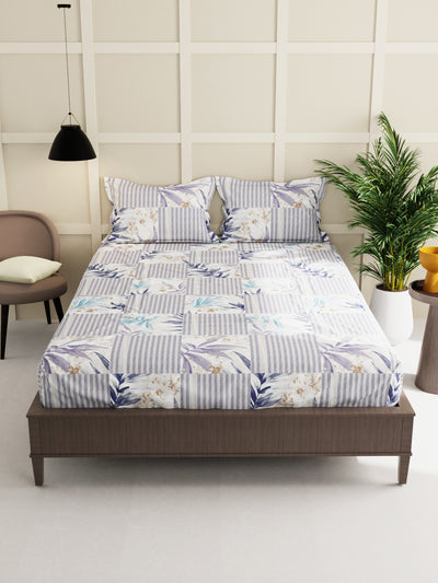 Extra Smooth Micro Double Bedsheet With 2 Pillow Covers <small> (stripe-blue/multi)</small>