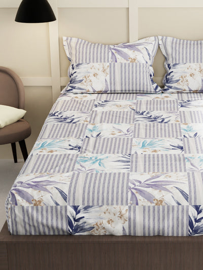 Extra Smooth Micro Double Bedsheet With 2 Pillow Covers <small> (stripe-blue/multi)</small>