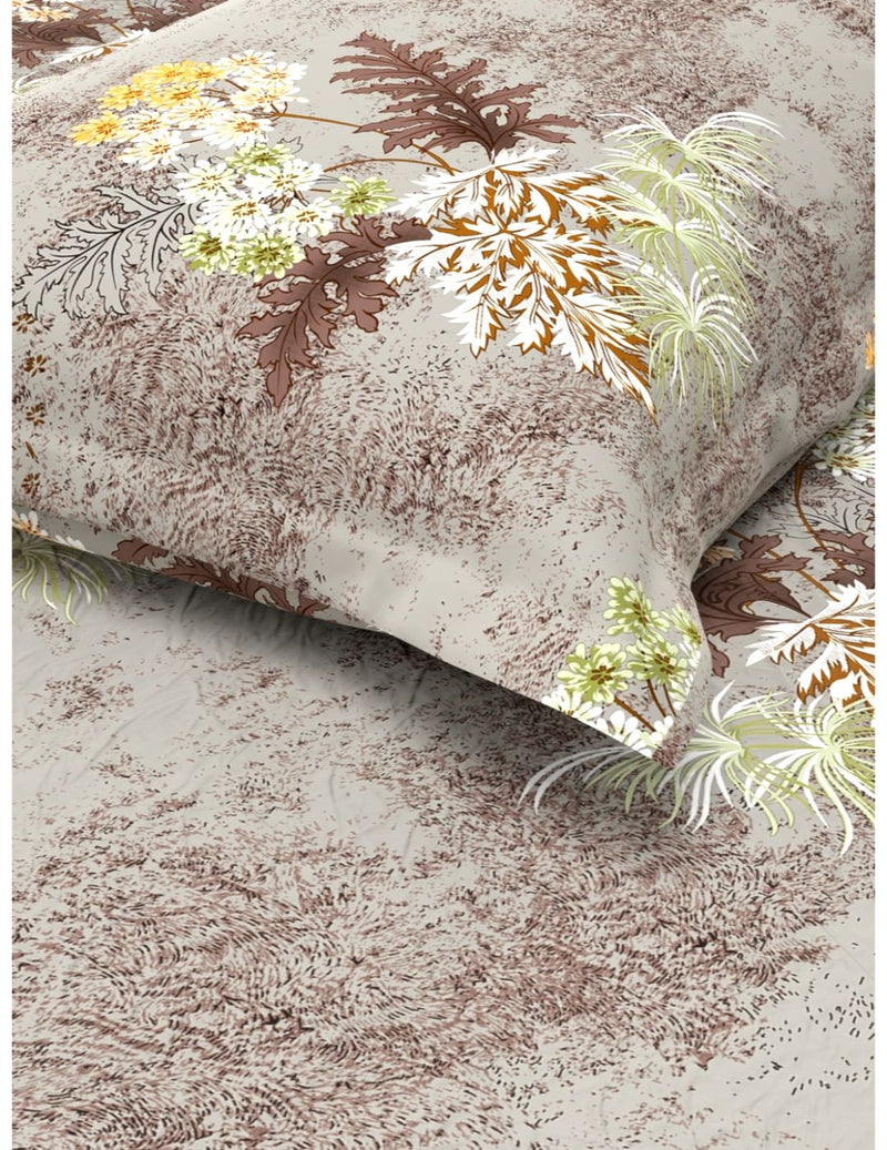 Extra Smooth Micro Single Bedsheet With 1 Pillow Cover <small> (floral-khaki)</small>
