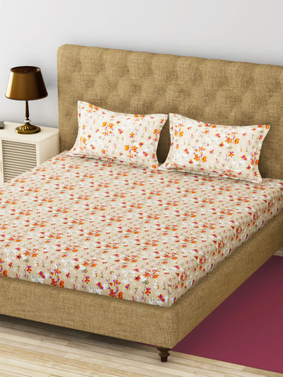 Bamboo Micro King Bedsheet With 2 Pillow Covers <small> (floral-sand)</small>