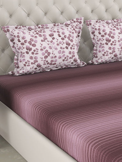 Super Soft 100% Cotton King Bedsheet With 2 Pillow Covers <small> (abstract-purple/plum)</small>