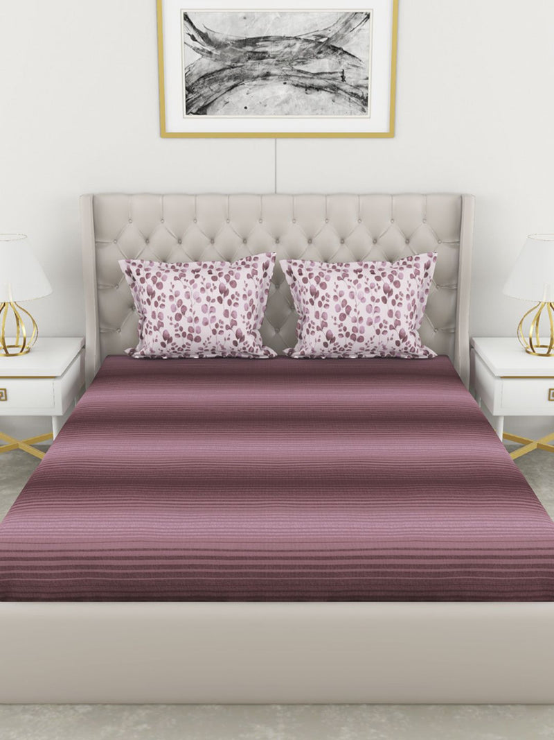 Super Soft 100% Cotton King Bedsheet With 2 Pillow Covers <small> (abstract-purple/plum)</small>
