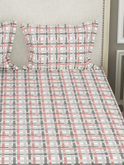 100% Pure Cotton Double Bedsheet With 2 Pillow Covers <small> (checks-red/black)</small>