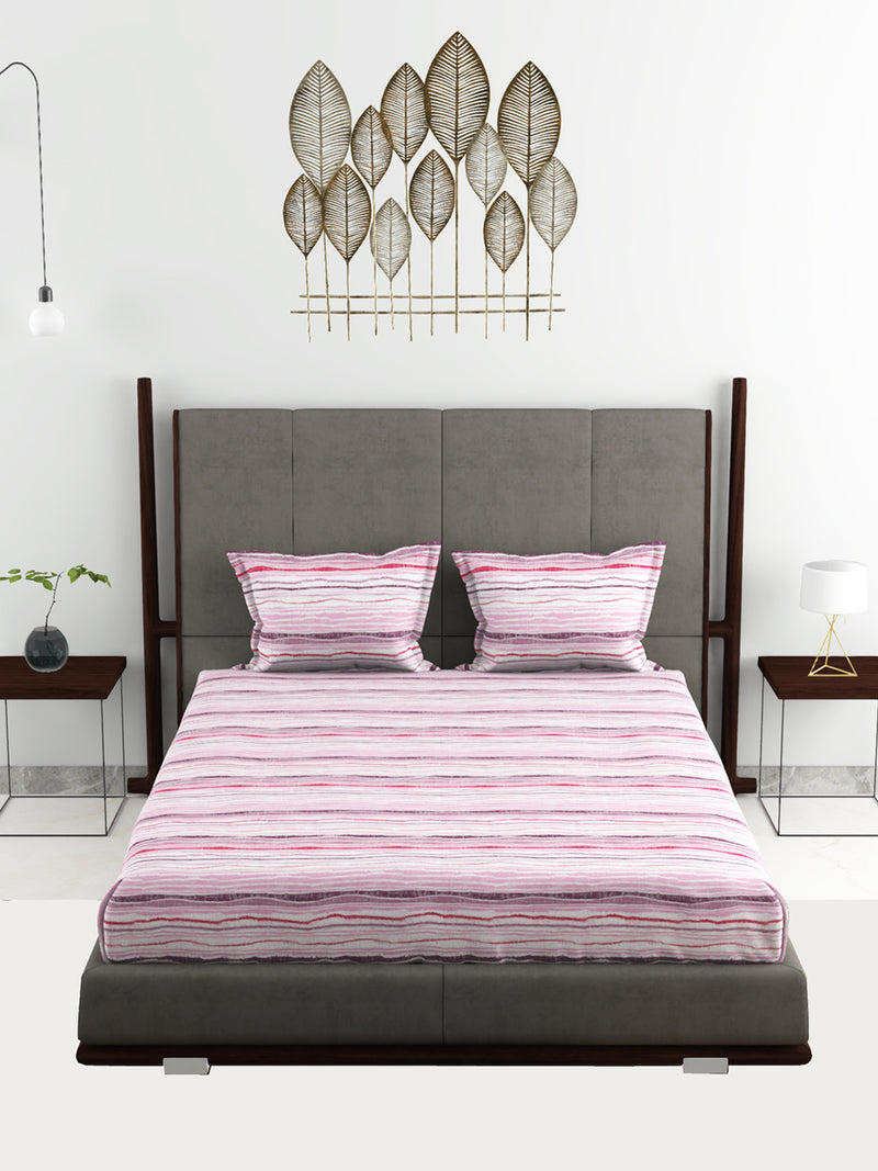 Super Soft 100% Cotton Xl King Size Bedsheet With 2 Pillow Covers <small> (abstract-pink/multi)</small>