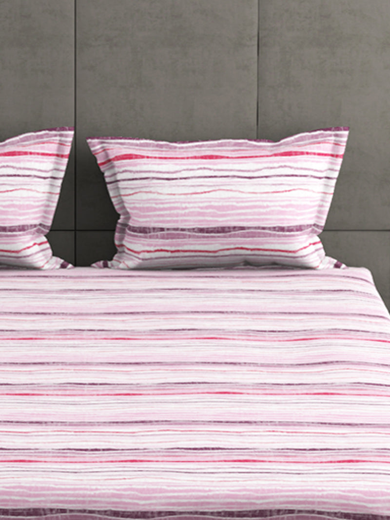 Super Soft 100% Cotton Xl King Size Bedsheet With 2 Pillow Covers <small> (abstract-pink/multi)</small>