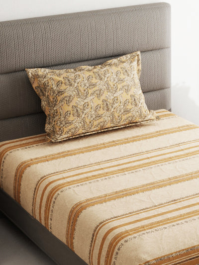 Soft 100% Natural Cotton Single Bedsheet With 1 Pillow Cover <small> (abstract-beige)</small>
