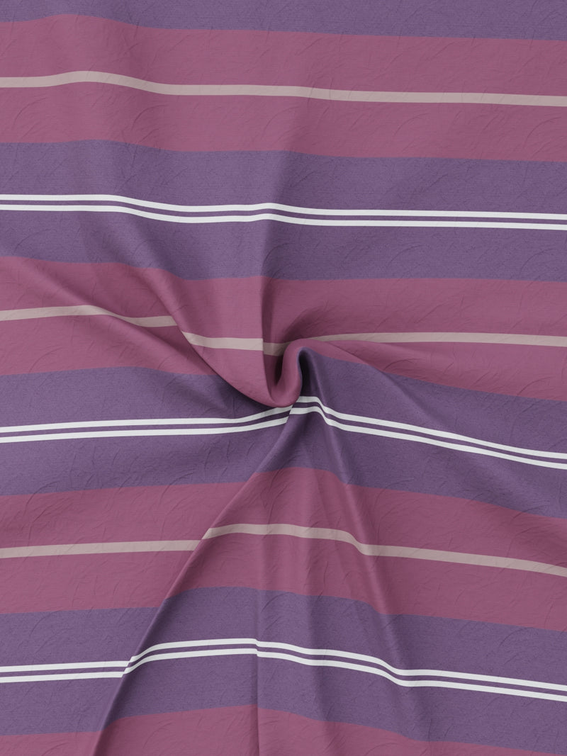 Designer 100% Satin Cotton Xl King Bedsheet With 2 Pillow Covers <small> (stripe-plum/purple)</small>