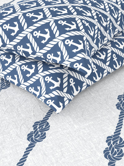 Super Soft 100% Cotton King Bedsheet With 2 Pillow Covers <small> (abstract-blue/white)</small>