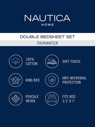 Super Soft 100% Cotton King Bedsheet With 2 Pillow Covers <small> (abstract-blue/white)</small>