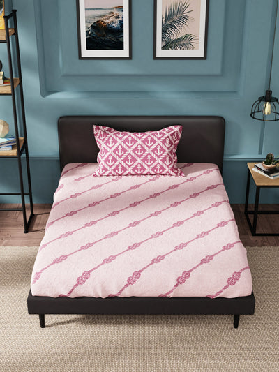 Super Soft 100% Cotton Single Bedsheet With 1 Pillow Cover <small> (abstract-red/pink)</small>