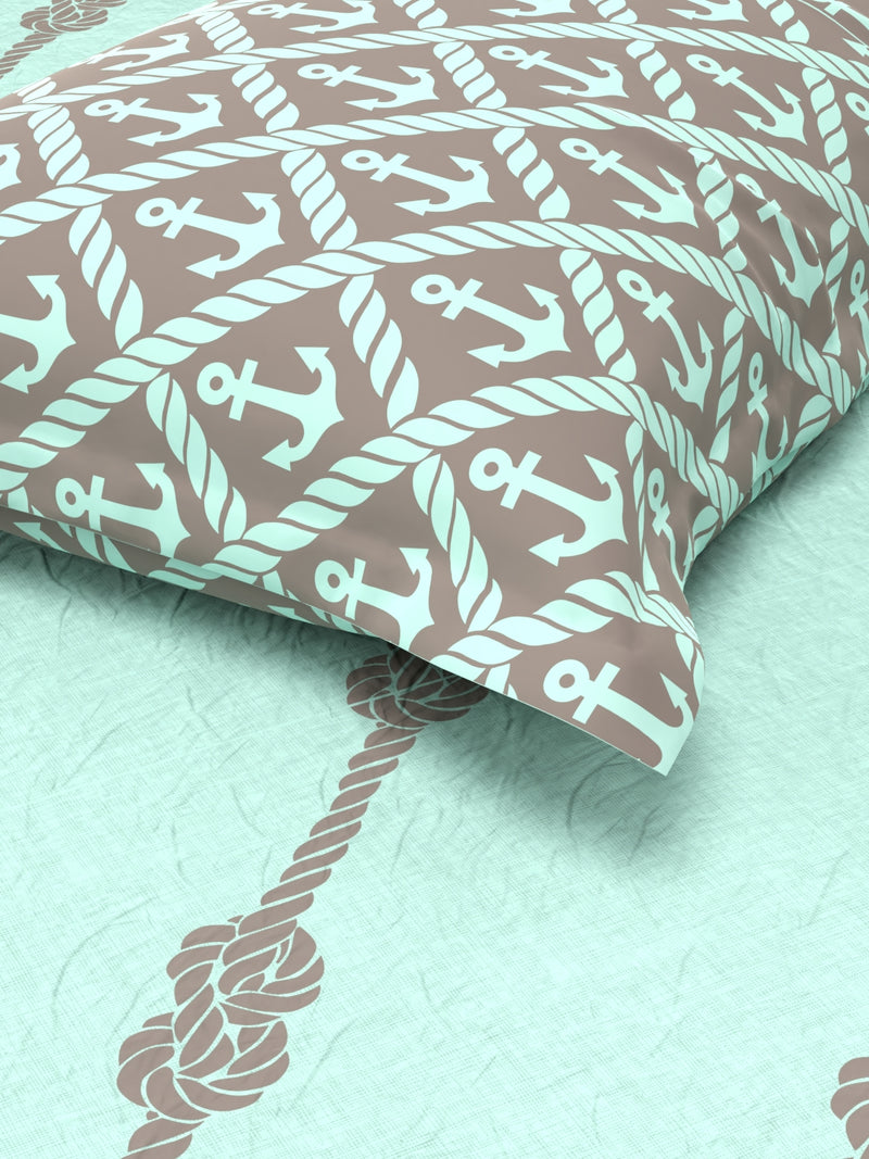 Super Soft 100% Cotton Single Bedsheet With 1 Pillow Cover <small> (abstract-mint/brown)</small>