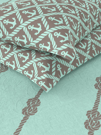Super Soft 100% Cotton King Bedsheet With 2 Pillow Covers <small> (abstract-mint/brown)</small>