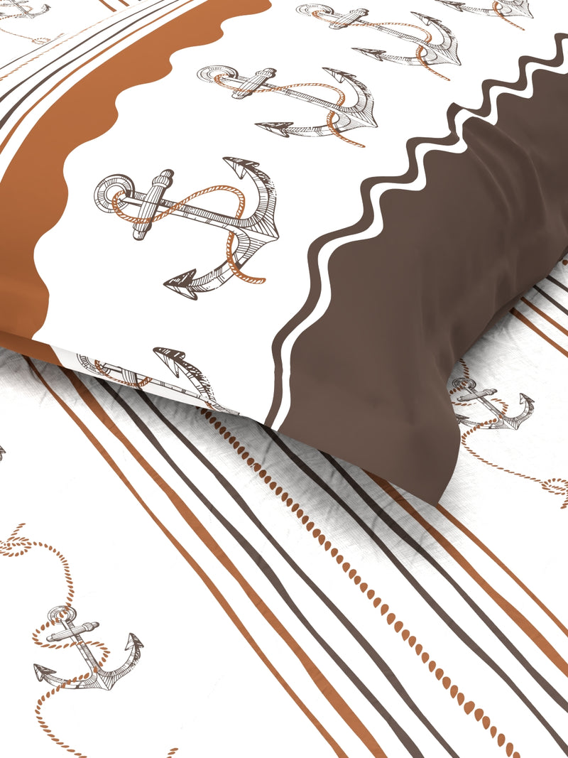 Super Soft 100% Cotton Single Bedsheet With 1 Pillow Cover <small> (abstract-brown/choco)</small>