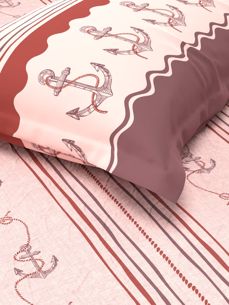 Super Soft 100% Cotton Single Bedsheet With 1 Pillow Cover <small> (abstract-pink/maroon)</small>