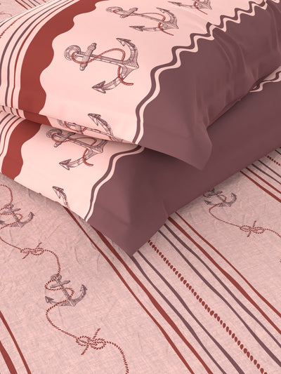Super Soft 100% Cotton King Bedsheet With 2 Pillow Covers <small> (abstract-pink/maroon)</small>