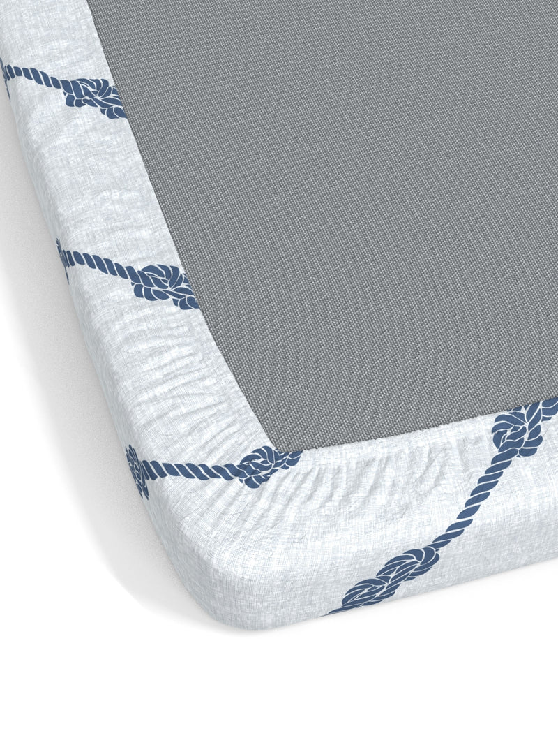 Super Soft 100% Cotton Fitted King Bedsheet With Elastic Corners With 2 Pillow Covers <small> (abstract-blue/white)</small>