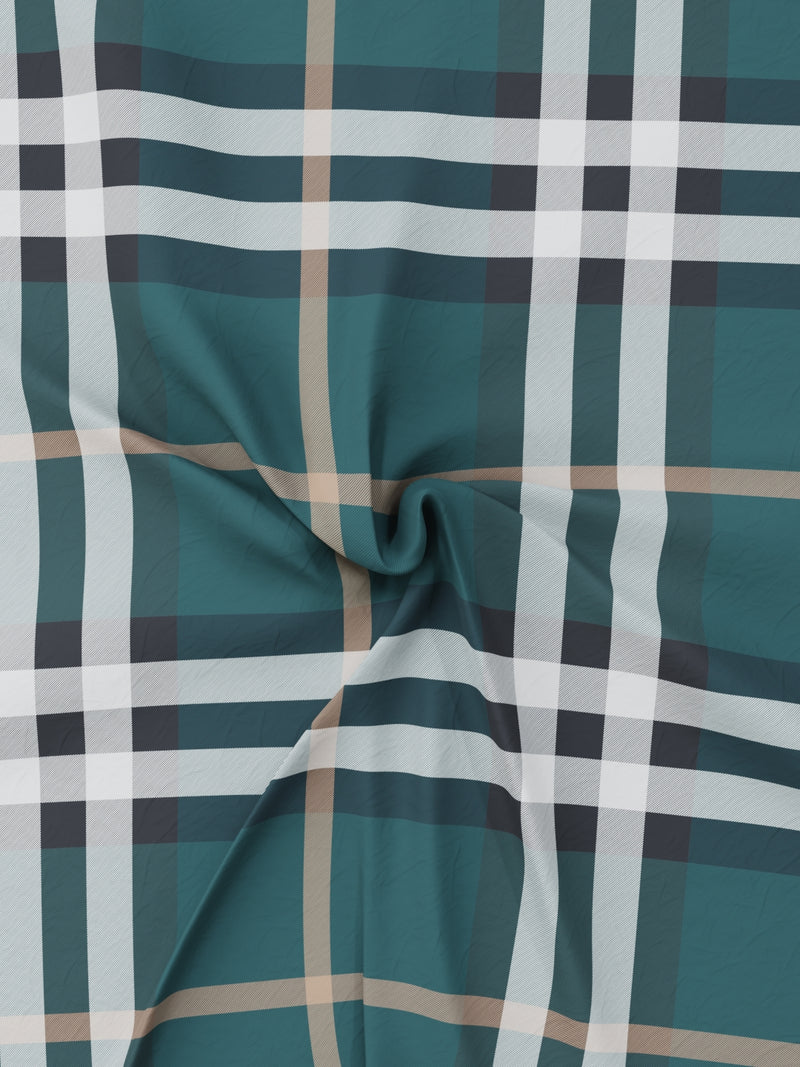 100% Premium Cotton Single Bedsheet With 1 Pillow Cover <small> (checks-green)</small>