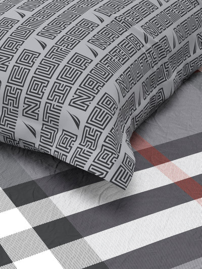 100% Premium Cotton Single Bedsheet With 1 Pillow Cover <small> (checks-grey)</small>