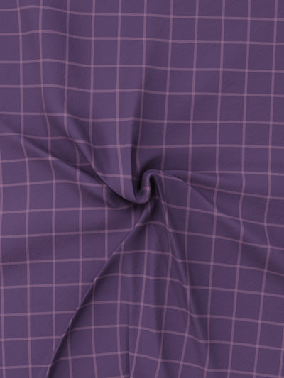 100% Premium Cotton King Bedsheet With 2 Pillow Covers <small> (checks-wine/purple)</small>