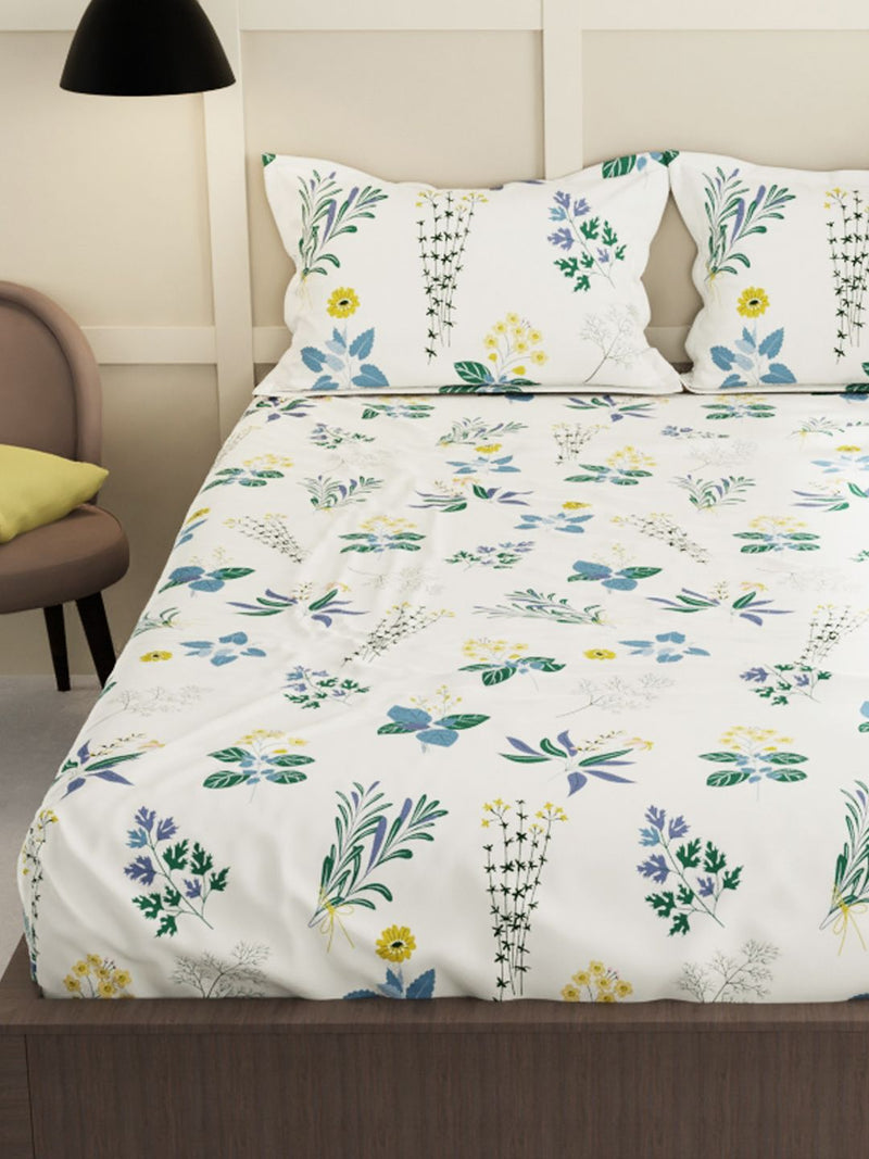 Extra Smooth Micro Double Bedsheet With 2 Pillow Covers <small> (floral-ivory)</small>