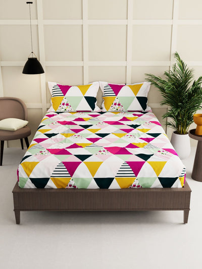 Extra Smooth Micro Double Bedsheet With 2 Pillow Covers <small> (geometric-multi)</small>