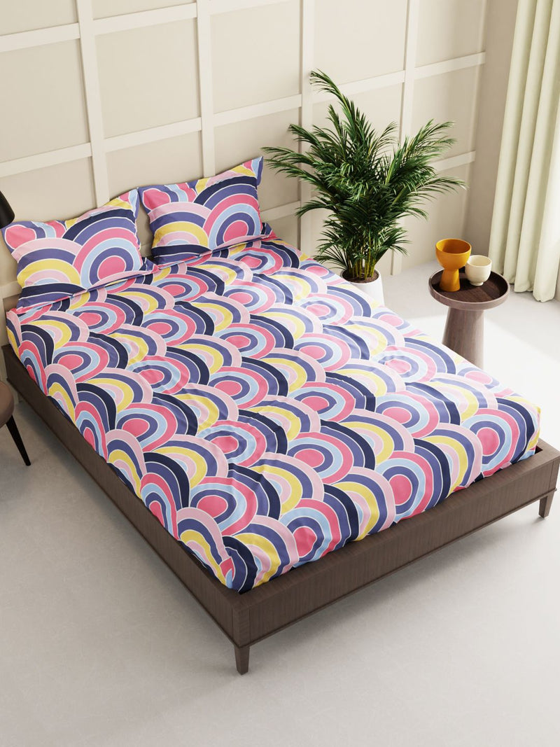 Extra Smooth Micro Double Bedsheet With 2 Pillow Covers <small> (geometric-multi)</small>