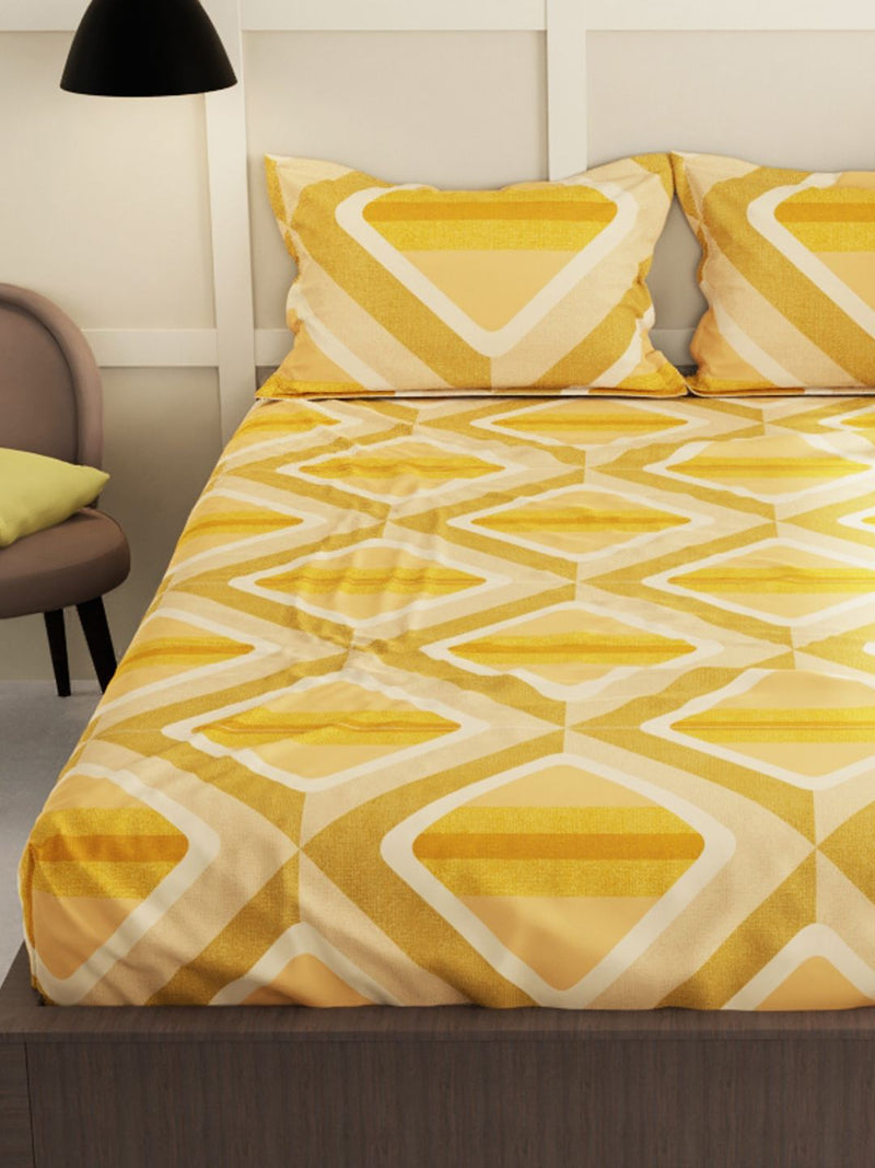 Extra Smooth Micro Double Bedsheet With 2 Pillow Covers <small> (abstract-yellow)</small>