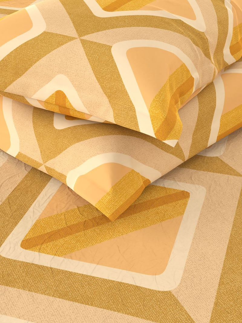 Extra Smooth Micro Double Bedsheet With 2 Pillow Covers <small> (abstract-yellow)</small>