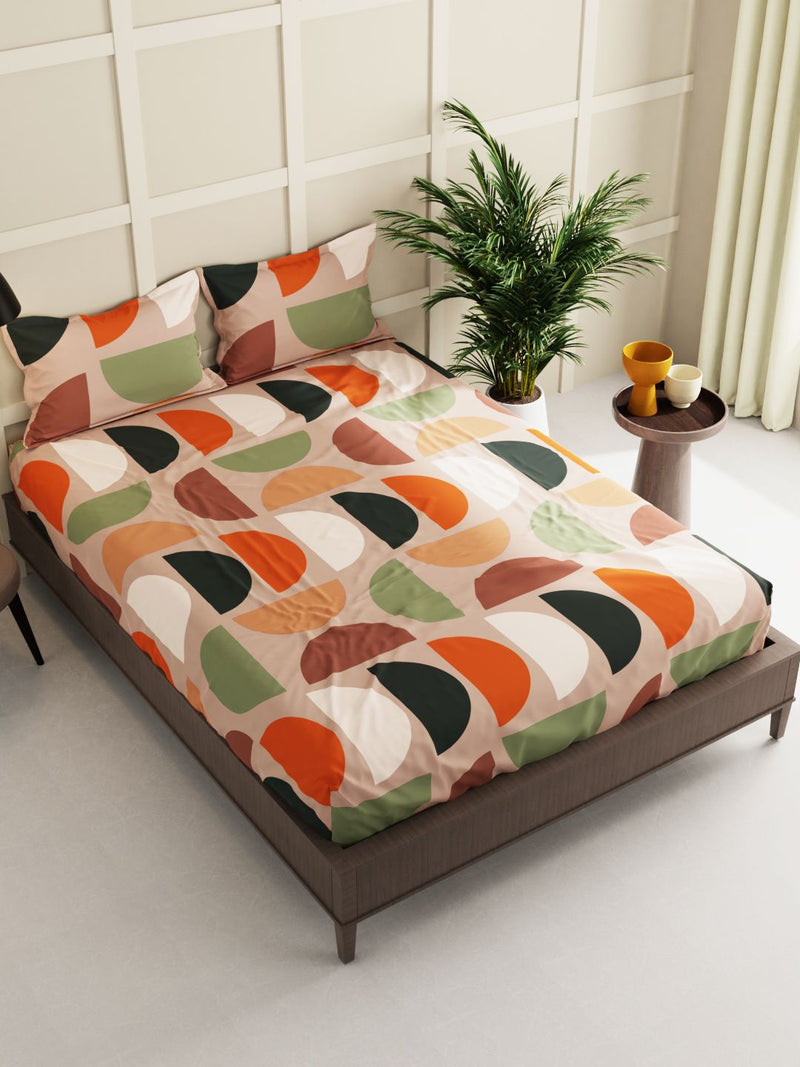 Extra Smooth Micro Double Bedsheet With 2 Pillow Covers <small> (geometric-lt.brown)</small>