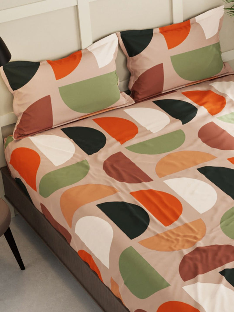 Extra Smooth Micro Double Bedsheet With 2 Pillow Covers <small> (geometric-lt.brown)</small>