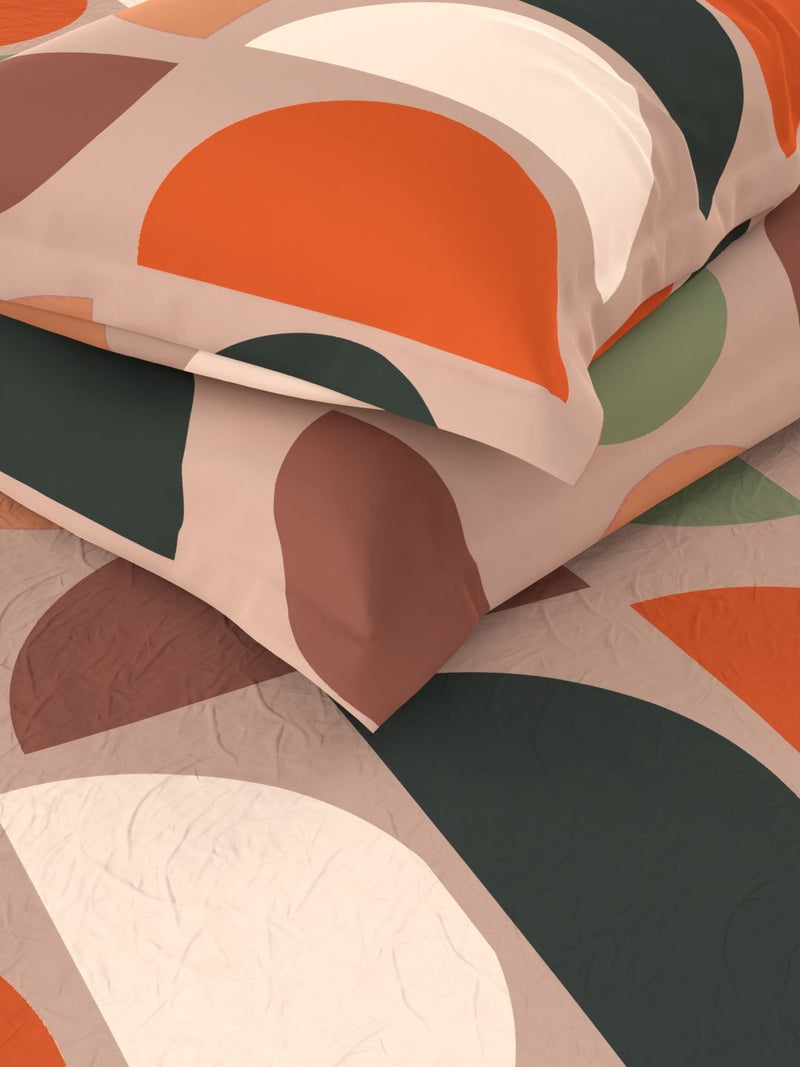 Extra Smooth Micro Double Bedsheet With 2 Pillow Covers <small> (geometric-lt.brown)</small>