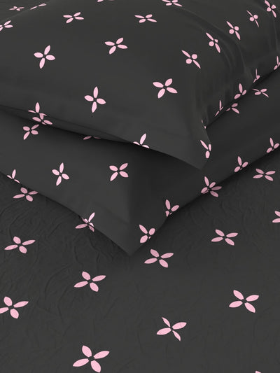 Extra Smooth Micro Double Bedsheet With 2 Pillow Covers <small> (floral-grey)</small>