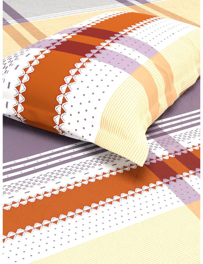 Extra Smooth Micro Single Bedsheet With 1 Pillow Cover <small> (stripe-beige/multi)</small>