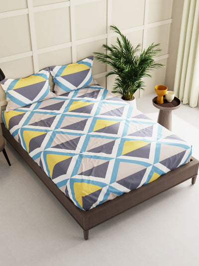 Extra Smooth Micro Double Bedsheet With 2 Pillow Covers <small> (geometric-grey/multi)</small>