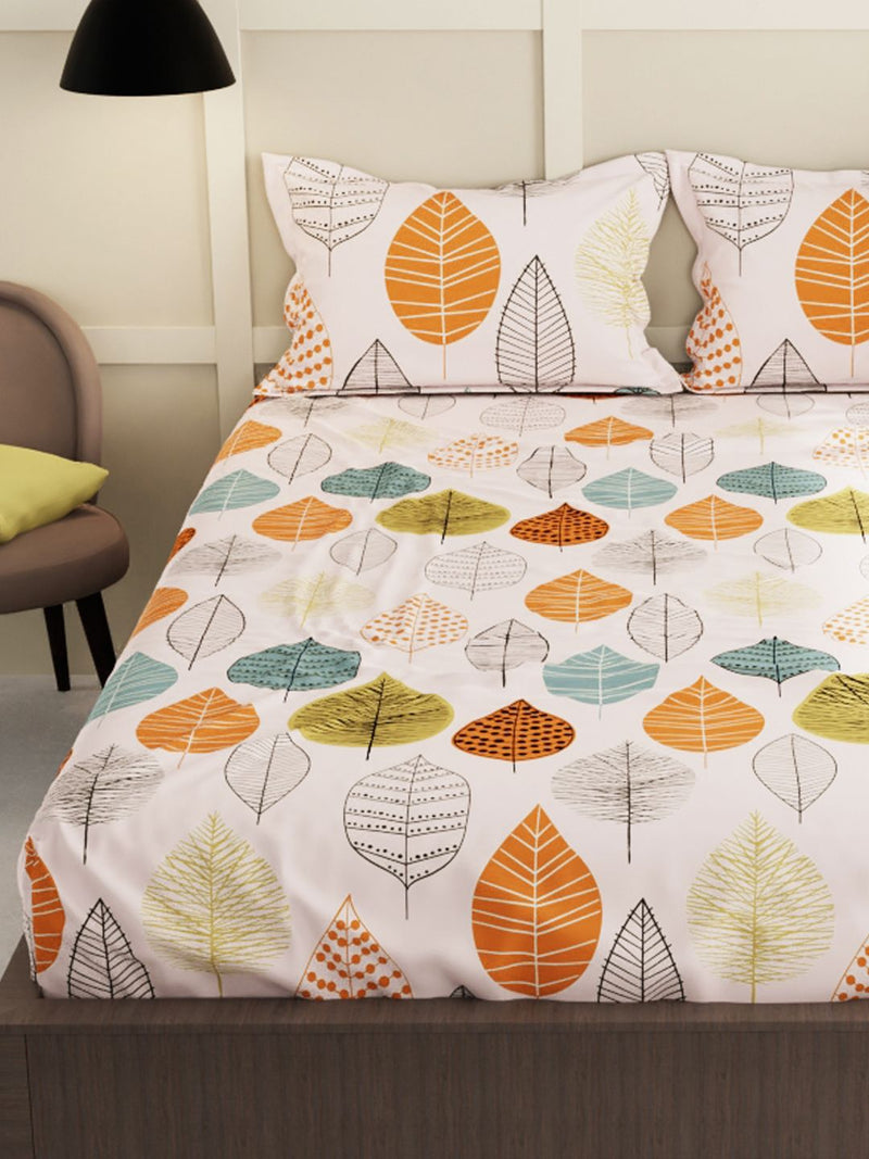 Extra Smooth Micro Double Bedsheet With 2 Pillow Covers <small> (floral-peach/multi)</small>
