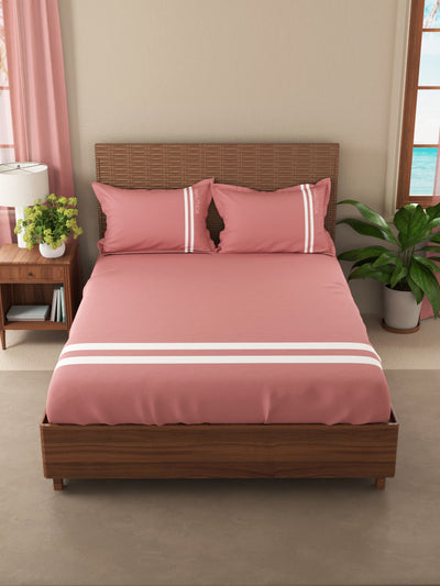 Luxurious 100% Egyptian Satin Cotton King Bedsheet With 2 Pillow Covers <small> (solid-coral)</small>