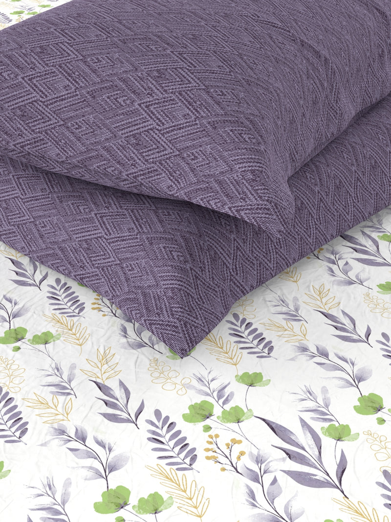 Super Soft 100% Cotton King Bedsheet With 2 Pillow Covers <small> (floral-purple)</small>