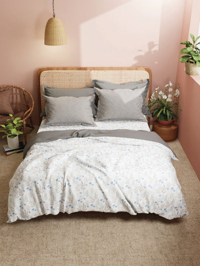 Super Soft 100% Cotton King Bedsheet With 2 Pillow Covers <small> (floral-dove)</small>