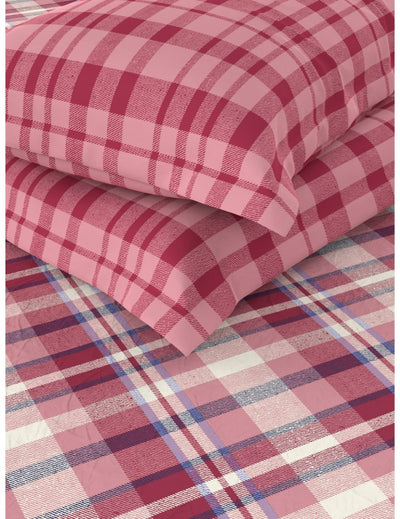 Soft 100% Natural Cotton Double Bedsheet With 2 Pillow Covers <small> (checks-red)</small>