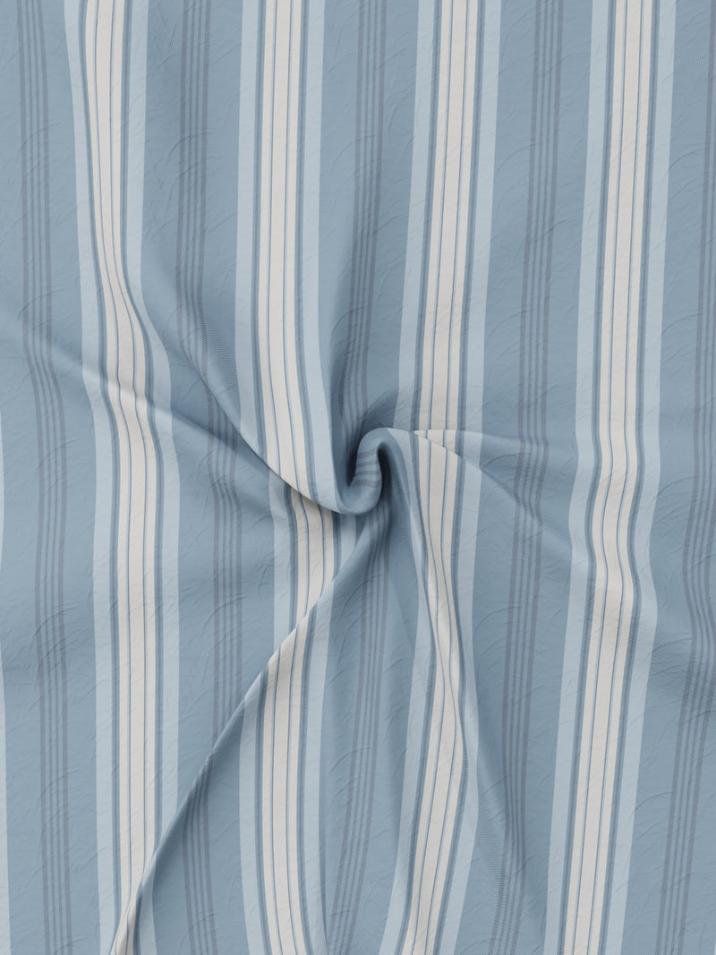 Super Fine 100% Egyptian Satin Cotton King Bedsheet With 2 Pillow Covers <small> (stripe-slate blue/red)</small>