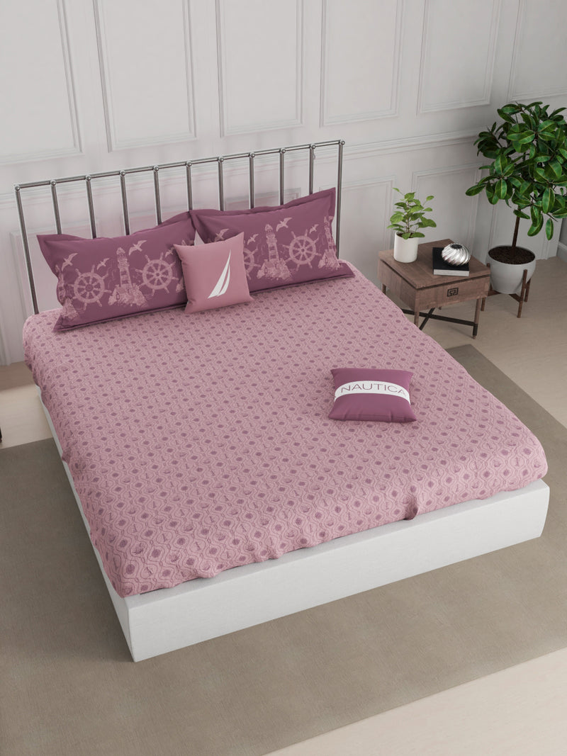 Super Fine 100% Egyptian Satin Cotton King Bedsheet With 2 Pillow Covers <small> (floral-pink)</small>
