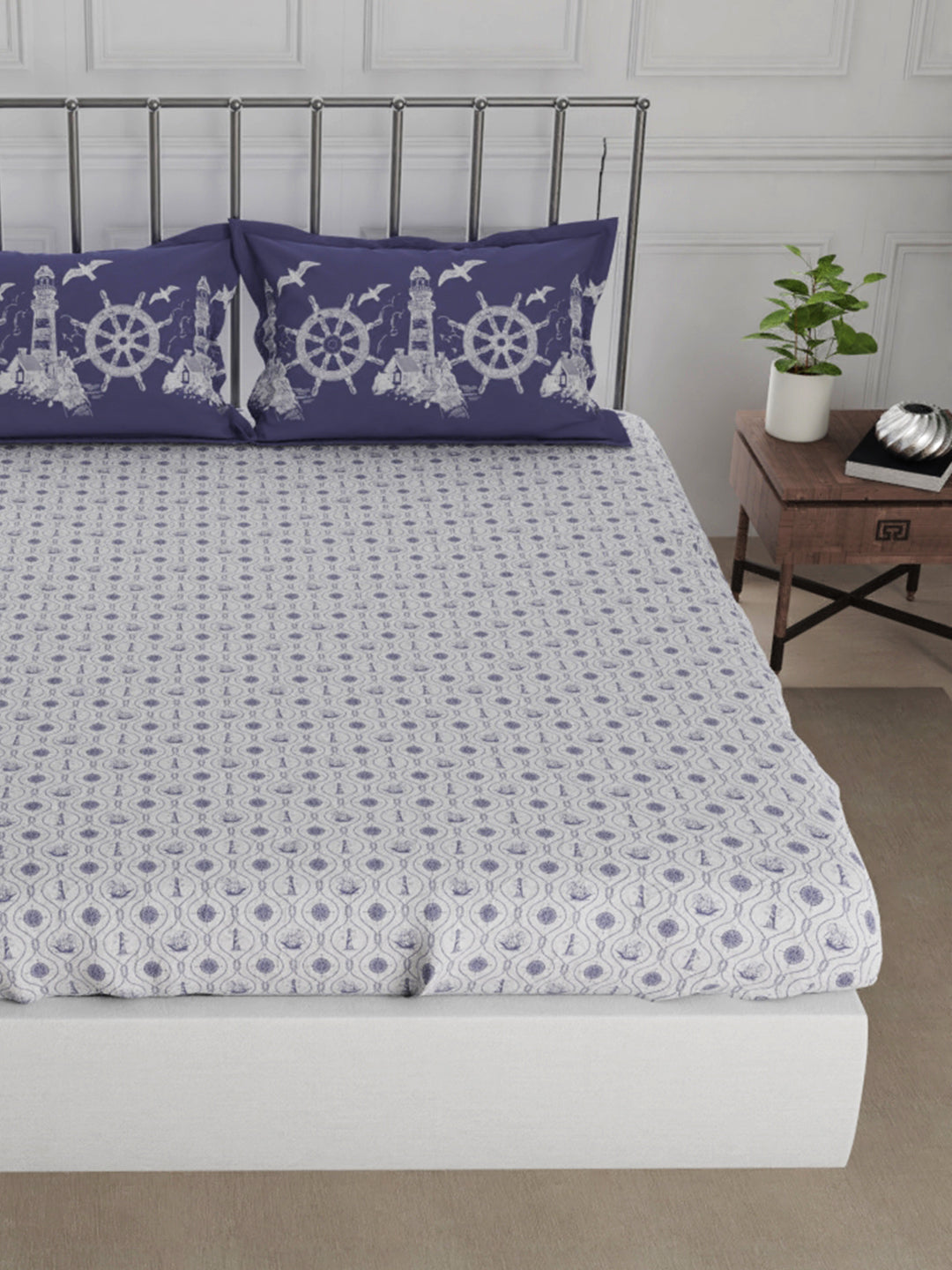 Nautica west port Cotton King Bedsheet With 2 Pillow Covers